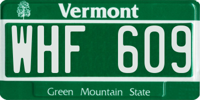 VT license plate WHF609