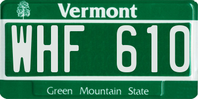 VT license plate WHF610
