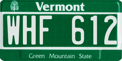VT license plate WHF612