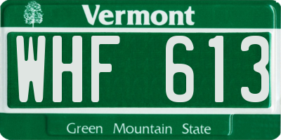 VT license plate WHF613