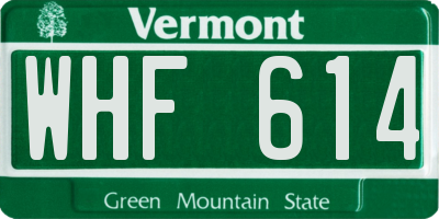 VT license plate WHF614