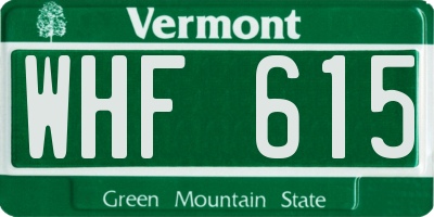 VT license plate WHF615