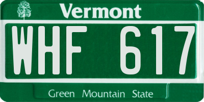 VT license plate WHF617