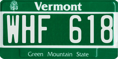 VT license plate WHF618