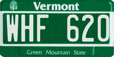 VT license plate WHF620
