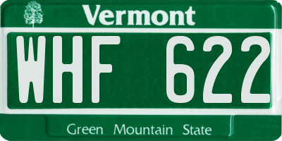VT license plate WHF622