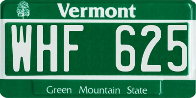 VT license plate WHF625