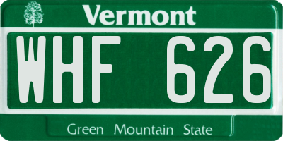 VT license plate WHF626