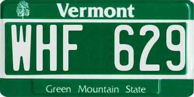VT license plate WHF629