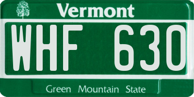 VT license plate WHF630