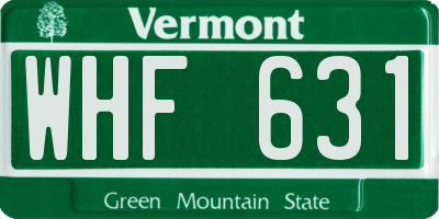 VT license plate WHF631