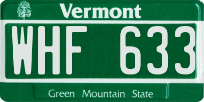 VT license plate WHF633