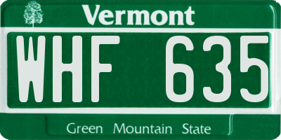 VT license plate WHF635
