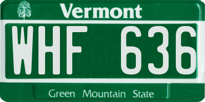 VT license plate WHF636