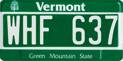 VT license plate WHF637