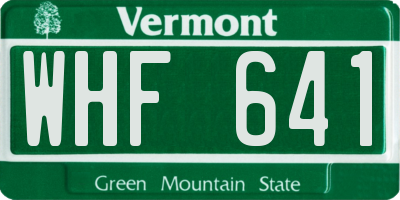 VT license plate WHF641
