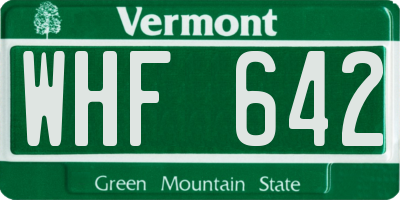 VT license plate WHF642