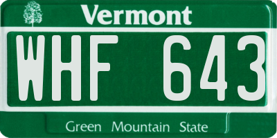 VT license plate WHF643