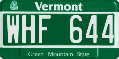 VT license plate WHF644