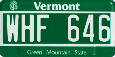 VT license plate WHF646