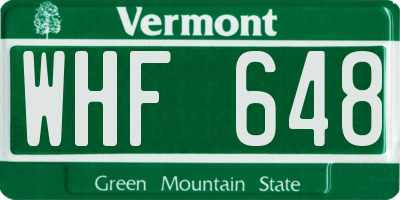 VT license plate WHF648