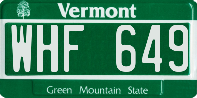 VT license plate WHF649