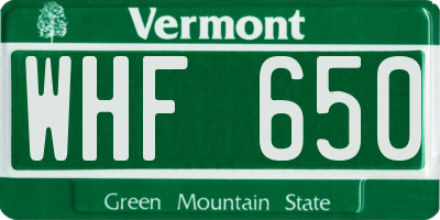 VT license plate WHF650