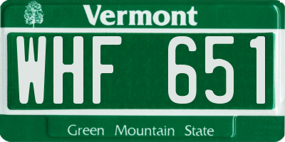 VT license plate WHF651