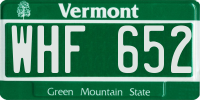 VT license plate WHF652