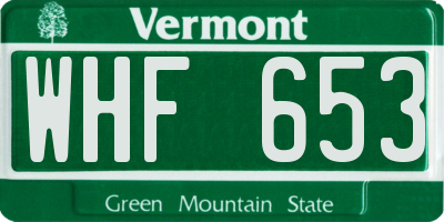 VT license plate WHF653