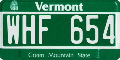 VT license plate WHF654