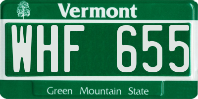VT license plate WHF655