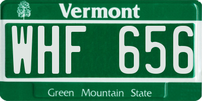 VT license plate WHF656