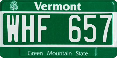 VT license plate WHF657