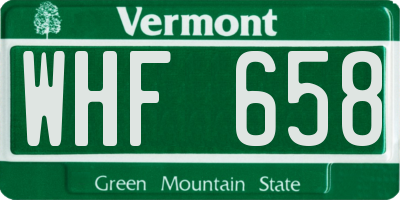 VT license plate WHF658