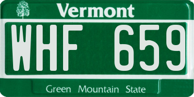 VT license plate WHF659