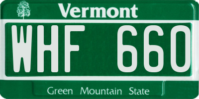 VT license plate WHF660
