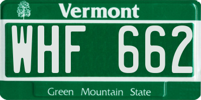 VT license plate WHF662