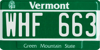 VT license plate WHF663