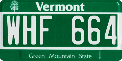 VT license plate WHF664