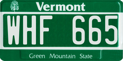 VT license plate WHF665