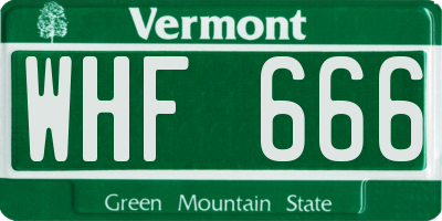 VT license plate WHF666