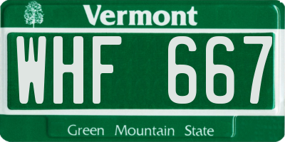 VT license plate WHF667