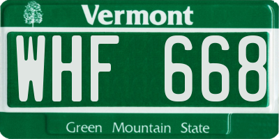 VT license plate WHF668