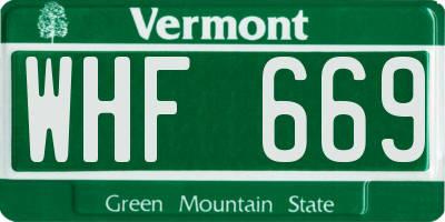 VT license plate WHF669