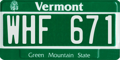 VT license plate WHF671