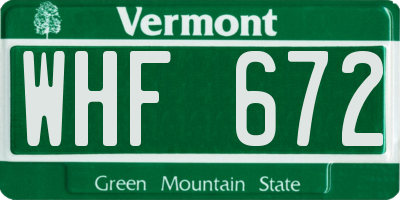 VT license plate WHF672
