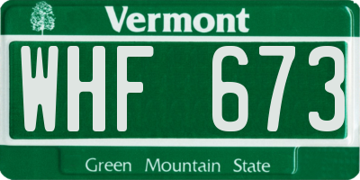 VT license plate WHF673