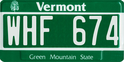 VT license plate WHF674