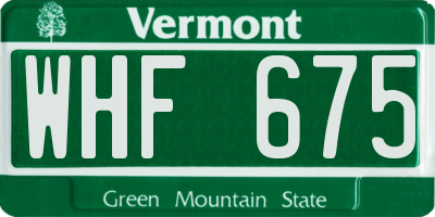 VT license plate WHF675